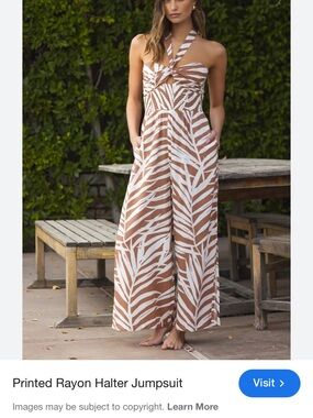 Vintage Havana Printed Rayon Halter Jumpsuit